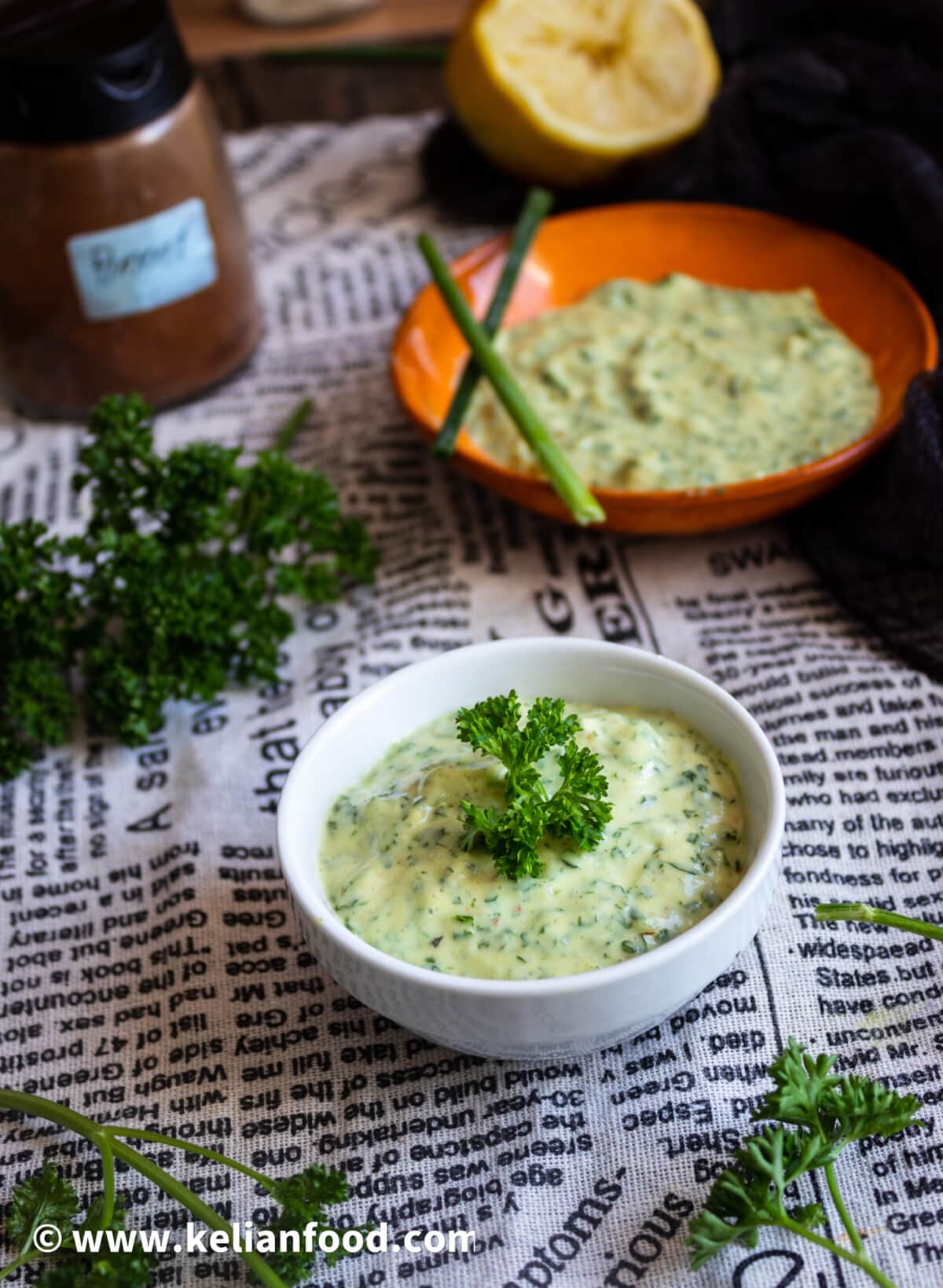 Sauce verte poulet braisé avec mayonnaise et persil | Kelianfood