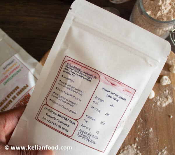 poudre baobab infos nutritionnelle