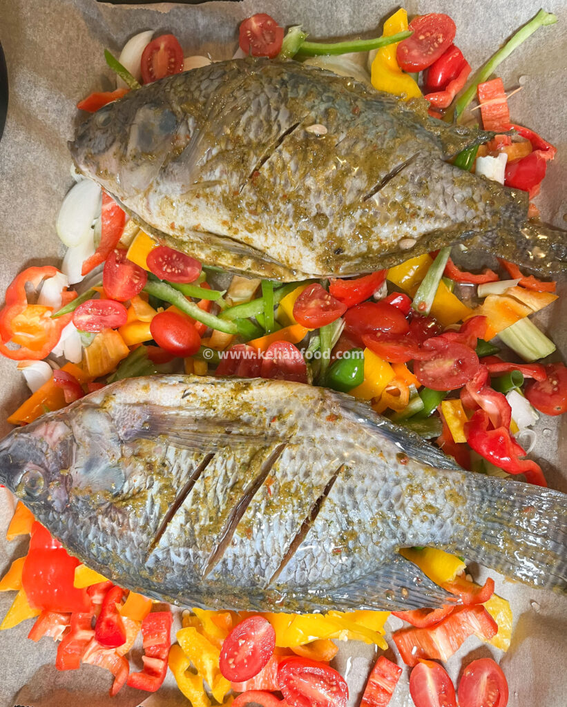 cuisson poisosn au four avec legumes