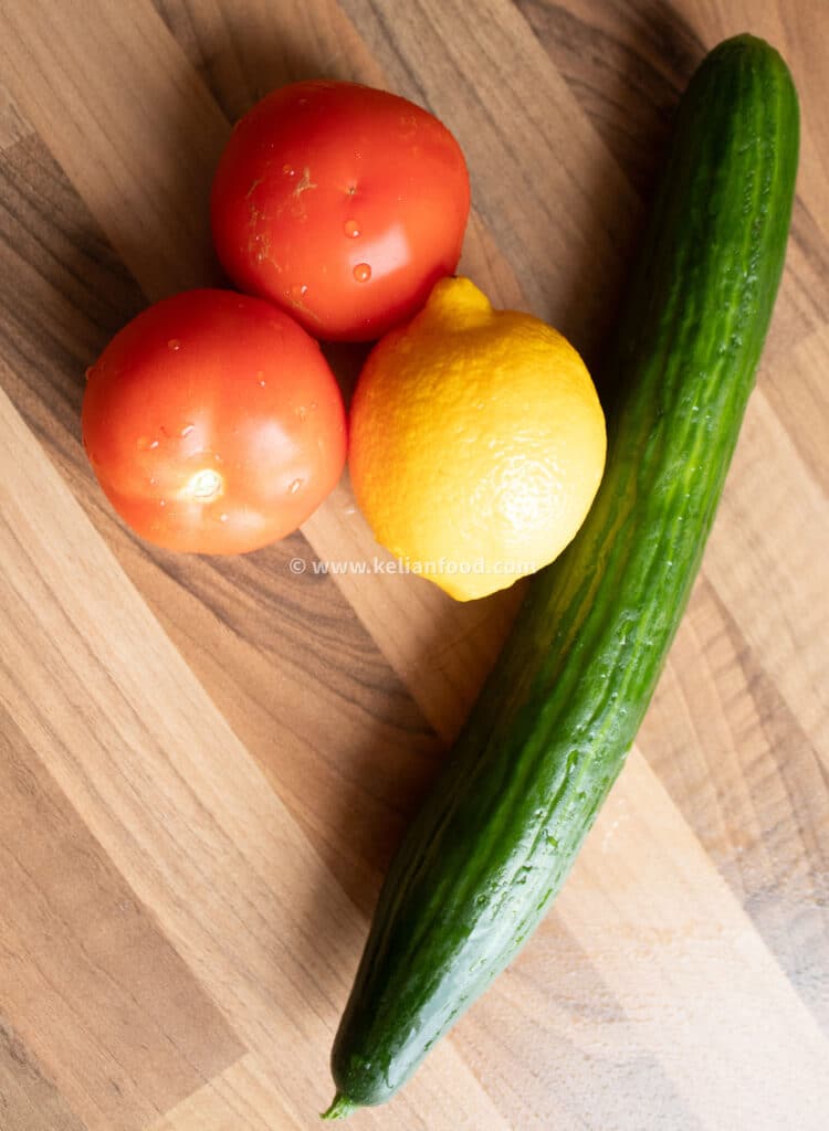 ingredient recette salade tomate concombre